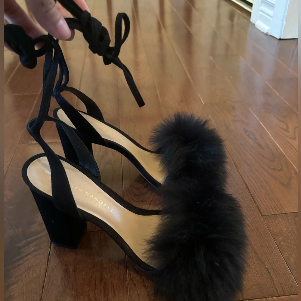 Loeffler Randall Black Faux Fur Heels